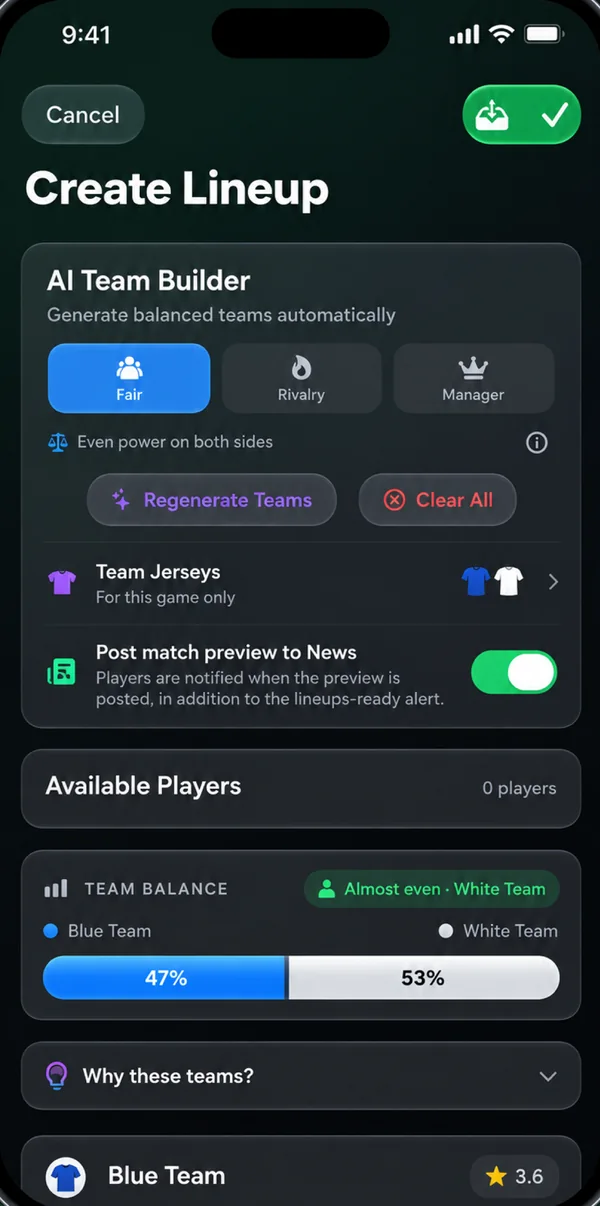 Balanced teams. Better games.